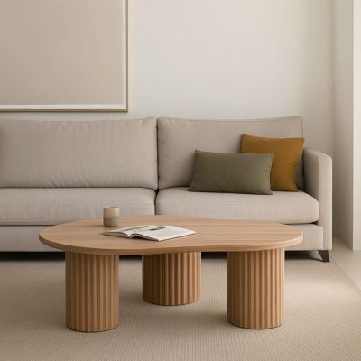 Table basse en MDF décor mélaminé beige  Oviala