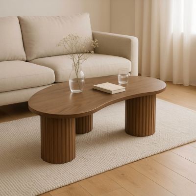 Table basse en MDF décor mélaminé bois foncé  Oviala