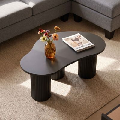 Table basse en MDF décor mélaminé noir  Oviala