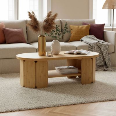 Table basse en MDF effet bois beige  Oviala