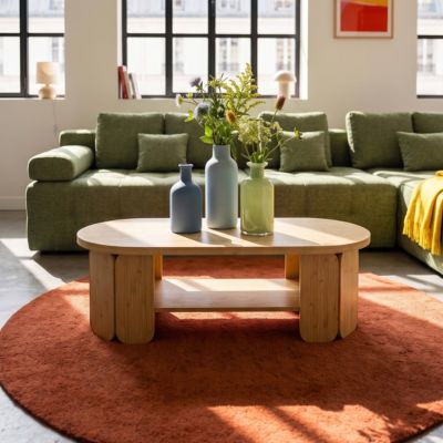 Table basse en MDF effet bois beige  Oviala