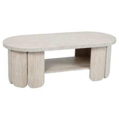 Table basse en MDF effet bois blanc  Oviala