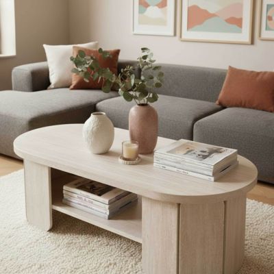 Table basse en MDF effet bois blanc  Oviala