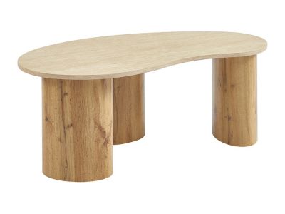 Table basse en MDF - Effet travertin beige et naturel clair - ALOZYA