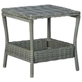 Table basse en résine tressée - Gris clair - 45 x 45 x 46,5 cm