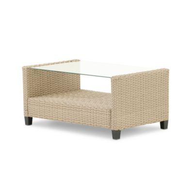 Table basse en rotin synthétique et verre - Verona