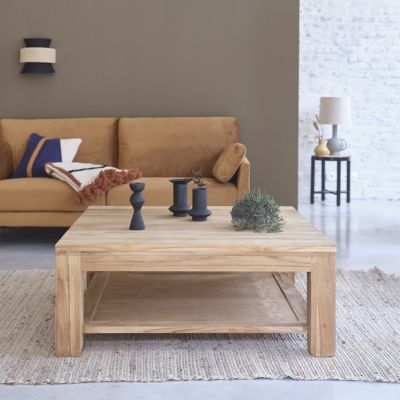 Table basse en teck massif 100 cm double plateau