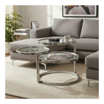 Table Basse en Verre "Blaise" 140cm Argent