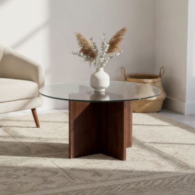 Table basse en verre transparent moderne GIULIA noyer