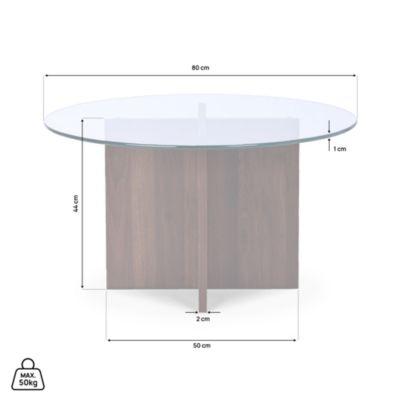 Table basse en verre transparent moderne GIULIA noyer