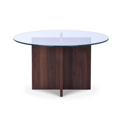 Table basse en verre transparent moderne GIULIA noyer