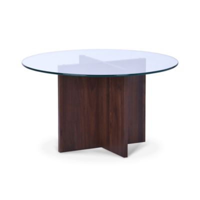 Table basse en verre transparent moderne GIULIA noyer