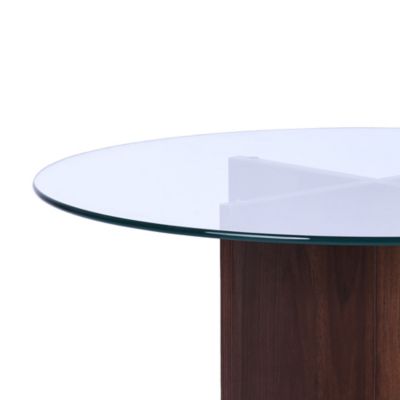 Table basse en verre transparent moderne GIULIA noyer