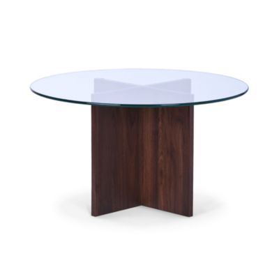 Table basse en verre transparent moderne GIULIA noyer