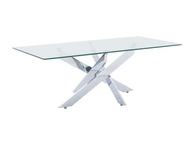 Table basse en verre trempé et métal chromé - Transparent - COSIMA