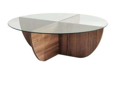 Table basse en verre trempé - Naturel foncé et Transparent - AYSUN