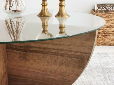 Table basse en verre trempé - Naturel foncé et Transparent - AYSUN
