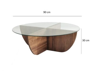 Table basse en verre trempé - Naturel foncé et Transparent - AYSUN