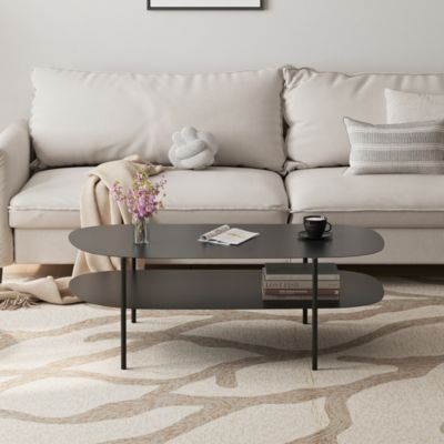 Table basse Enebakk acier 112 x 62 x 41 cm noir mat en.casa