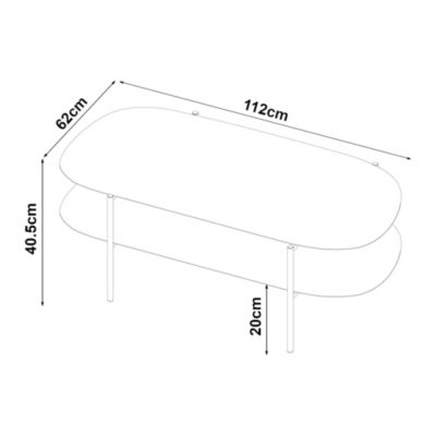 Table basse Enebakk acier 112 x 62 x 41 cm noir mat en.casa