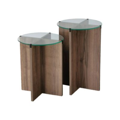 Table basse Enki, Table basse, Porte-revues pour canapé, Etagère de salon, 40x40h60 cm, Noyer