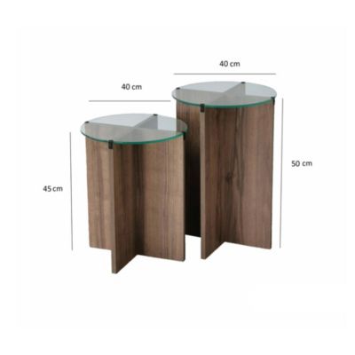 Table basse Enki, Table basse, Porte-revues pour canapé, Etagère de salon, 40x40h60 cm, Noyer