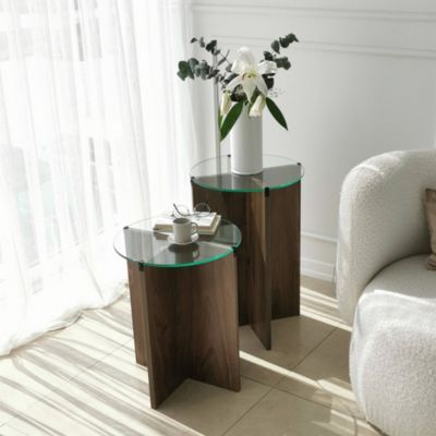 Table basse Enki, Table basse, Porte-revues pour canapé, Etagère de salon, 40x40h60 cm, Noyer