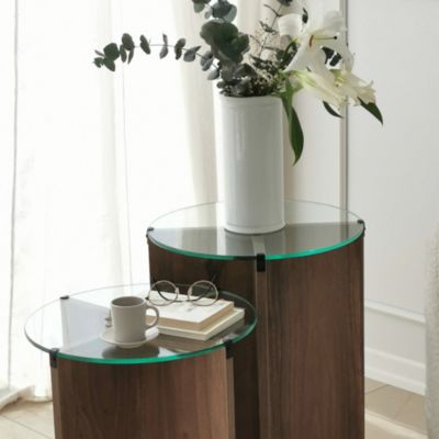 Table basse Enki, Table basse, Porte-revues pour canapé, Etagère de salon, 40x40h60 cm, Noyer