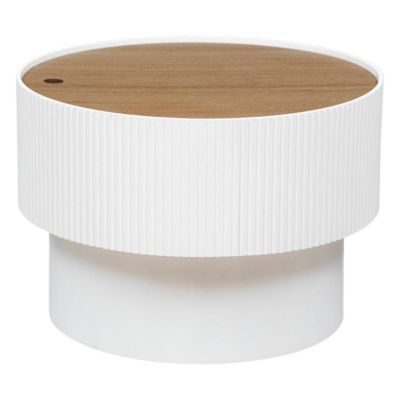 Table basse "Enola" en placage frêne D55cm blanc - Atmosphera