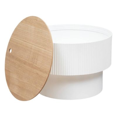 Table basse "Enola" en placage frêne D55cm blanc - Atmosphera