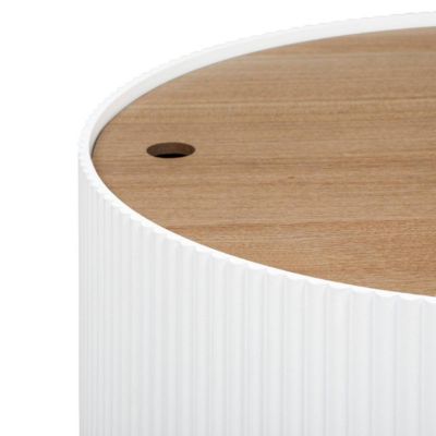 Table basse "Enola" en placage frêne D55cm blanc - Atmosphera