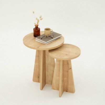 Table basse Eridani, Table basse, Porte-revues pour canapé, Etagère de salon, 40x40h50 cm, Chêne