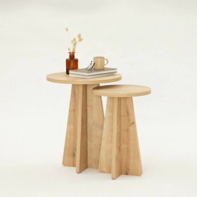 Table basse Eridani, Table basse, Porte-revues pour canapé, Etagère de salon, 40x40h50 cm, Chêne