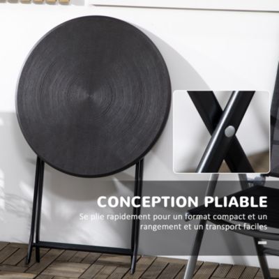 Table basse extérieure pour 2 personnes structure en acier gris foncé