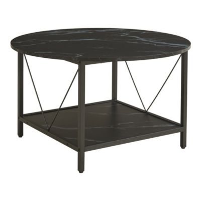 Table basse Filem 80x46 cm effet marbre noir en.casa