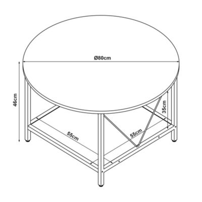 Table basse Filem 80x46 cm effet marbre noir en.casa