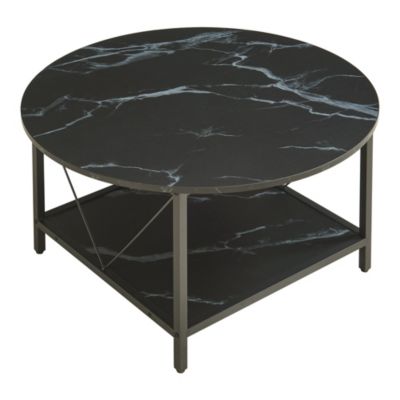 Table basse Filem 80x46 cm effet marbre noir en.casa