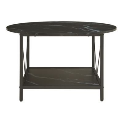 Table basse Filem 80x46 cm effet marbre noir en.casa