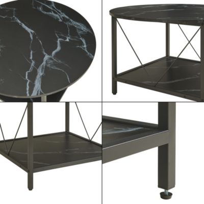 Table basse Filem 80x46 cm effet marbre noir en.casa