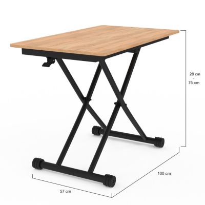 Table basse fixe relevable en table à manger rectangulaire URBANA 100 ...