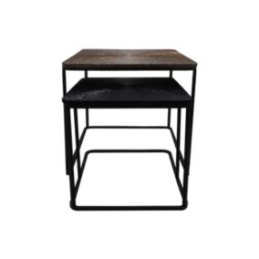 Table basse Fletcher - aluminium-fer - or-noir - 70x50x45-55x40x37