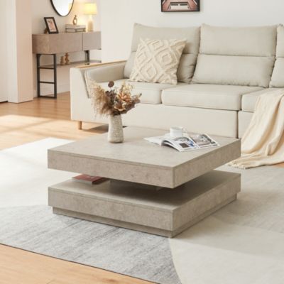 Table basse Florenz 76 x 76 x 38 cm effet béton clair en.casa