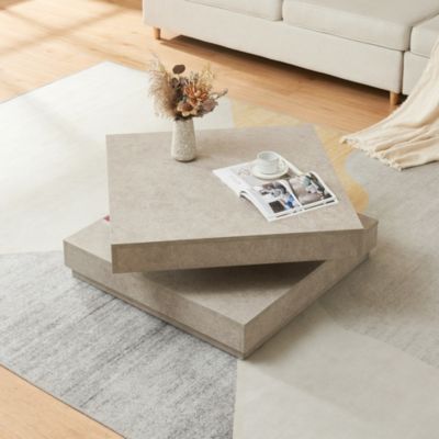Table basse Florenz 76 x 76 x 38 cm effet béton clair en.casa