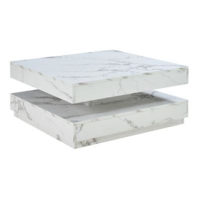 Table basse Florenz 76 x 76 x 38 cm effet marbre blanc en.casa
