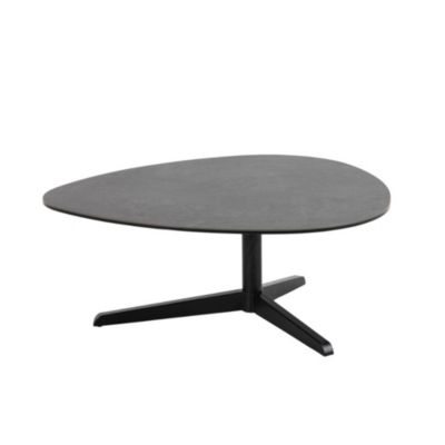 Table basse galet en céramique et pied en métal noir L84  - BARBARA