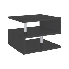 Table basse Gianni, Table basse de salon, Meuble de rangement bas, Table basse, 55x55h41 cm, Anthracite