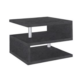 Table basse Gianni, Table basse de salon, Meuble de rangement bas, Table basse, 55x55h41 cm, Ardoise