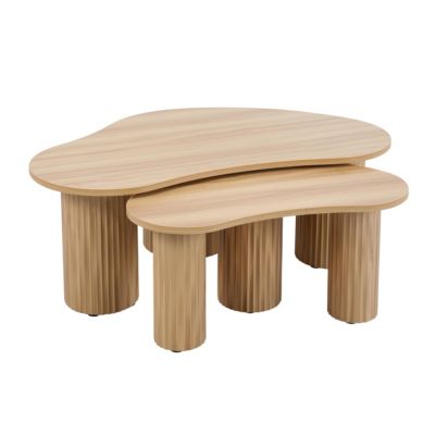 Table basse gigogne en mélaminé beige  Oviala