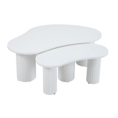 Table basse gigogne en mélaminé blanc  Oviala