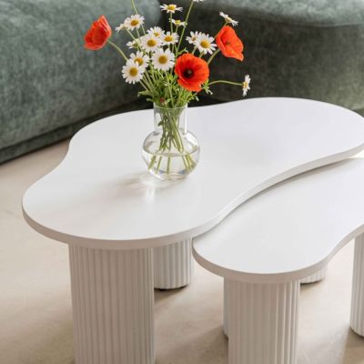 Table basse gigogne en mélaminé blanc  Oviala